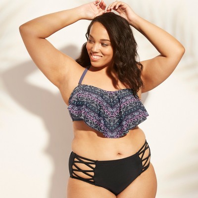 Women's Plus Size Flounce Bandeau Bikini Top - Xhilaration™ : Target