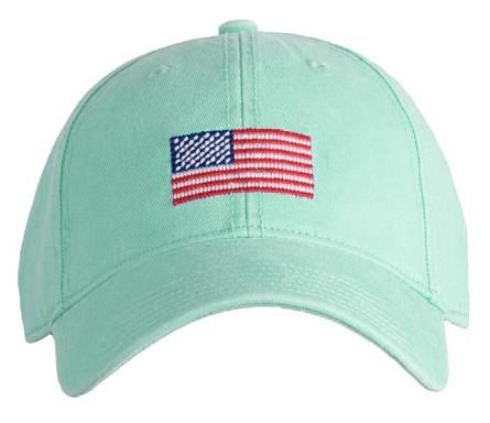 American Flag on Keys Green Needlepoint Hat u2013 Harding-Lane