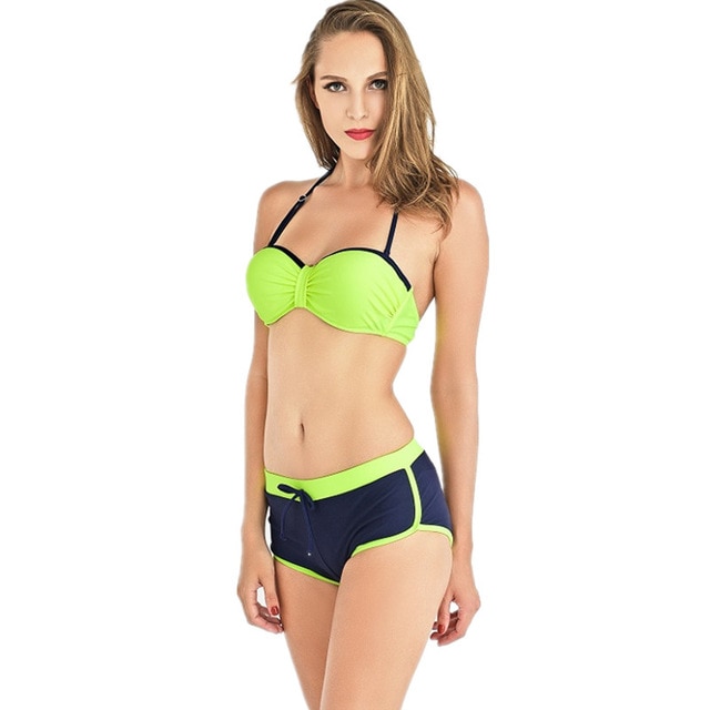 Aindav Sports Bikini 2019 Swimwear Women Swimsuit Tops Boxer Shorts 