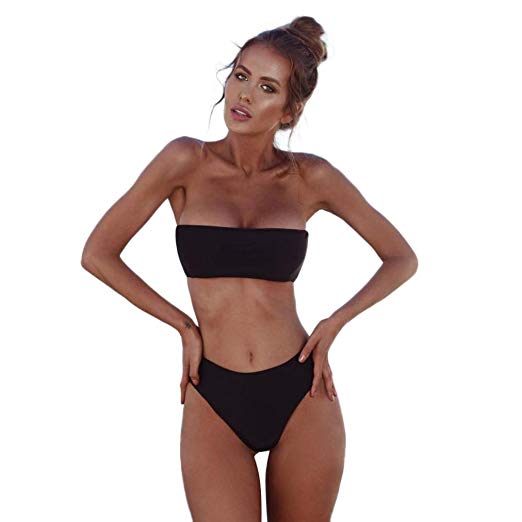 Amazon.com: Challyhope Women Bathing Suit 2PCS Bikini Strapless