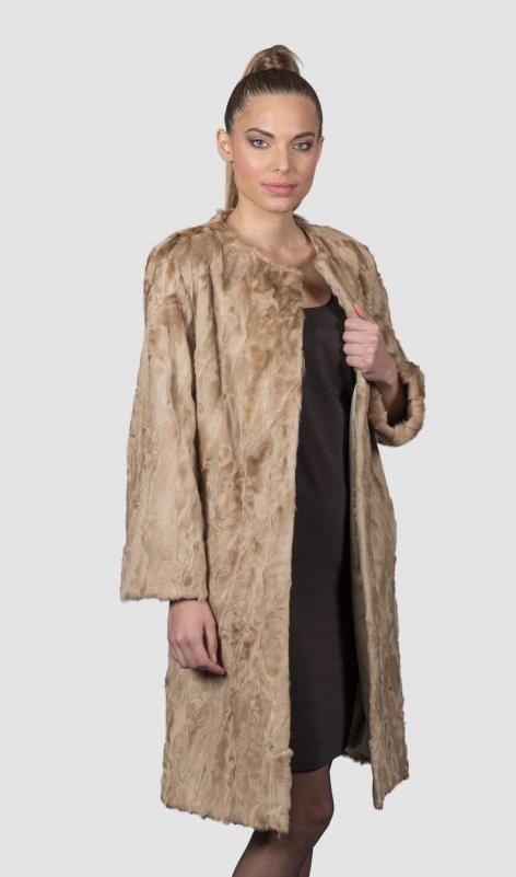 Beige Astrakhan Fur Jacket. 100% Real Fur Coats and Accessories.