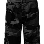 IDARBI Men's Belted Ripstop Camo Cargo Shorts Black 34 Small