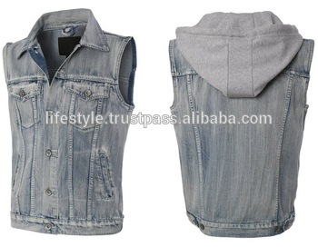 Black Denim Vests Mens Jean Vest Hoodie Blue Jean Vest For Women