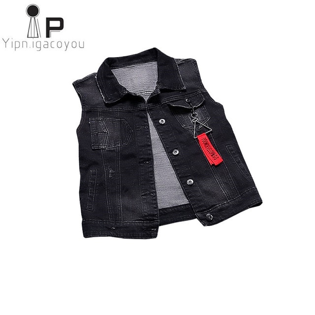 Fashion Black Denim Vest Women Waistcoat Summer Jacket Women Jeans