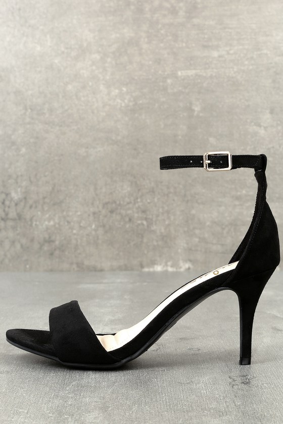 Black Heels - Single Sole Heels - Black Ankle Strap Heels