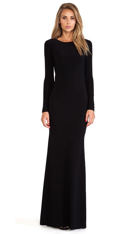 Alice + Olivia Long Sleeve Maxi Dress in Black | Long & Beautiful