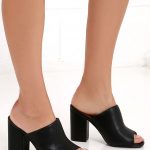 Chic Black Heels - Peep-Toe Mules - Peep-Toe Heels - $27.00