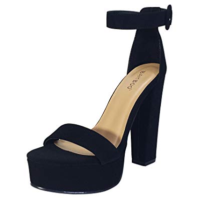 Amazon.com | BAMBOO Women's Chunky Heel Platform Sandal with Ankle