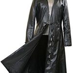 Gothic_Master Black Faux Leather Long Trench Coat at Amazon Men's