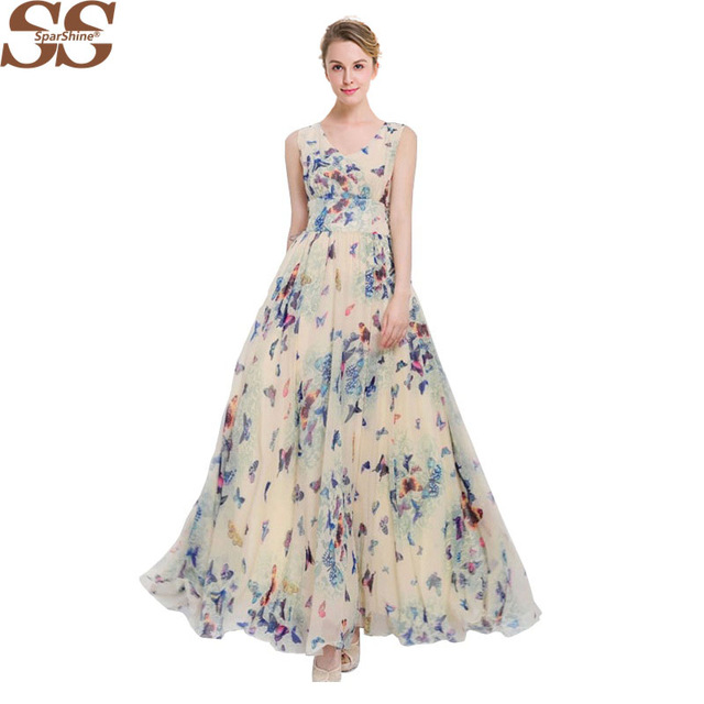 2017 Sparshine Summer Print Bohemian Dress Chiffon Maxi Dress