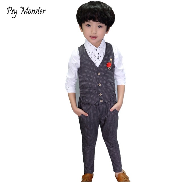 2017 Brand Fashion Boy Wedding Suit Gentle Baby Boys Vest Shirt