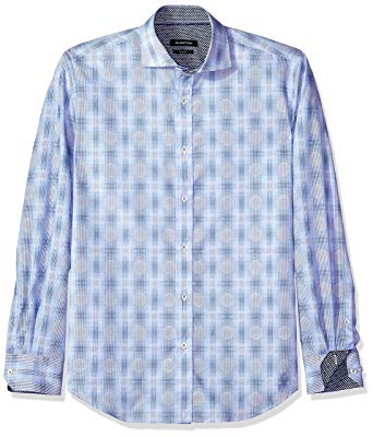 Bugatchi Men's Slim Fit Patterned Jacquard Spread Collar Shirt at