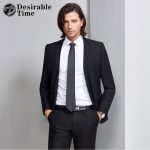 Desirable Time Slim Fit Black Suit Men Tuxedos S 3XL Costume Homme