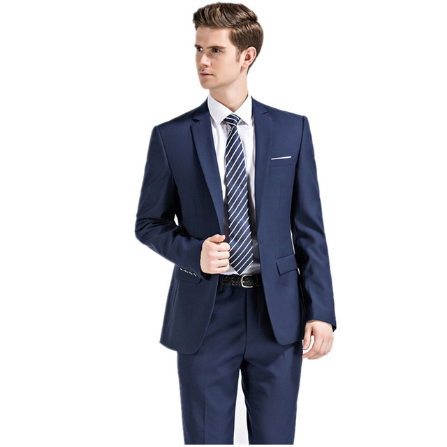 2017 Men wedding navy blue suits blazer business Dress suits