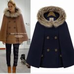 Woman England Style Woolen Coats Double Breasted Batwing Sleeve Cape