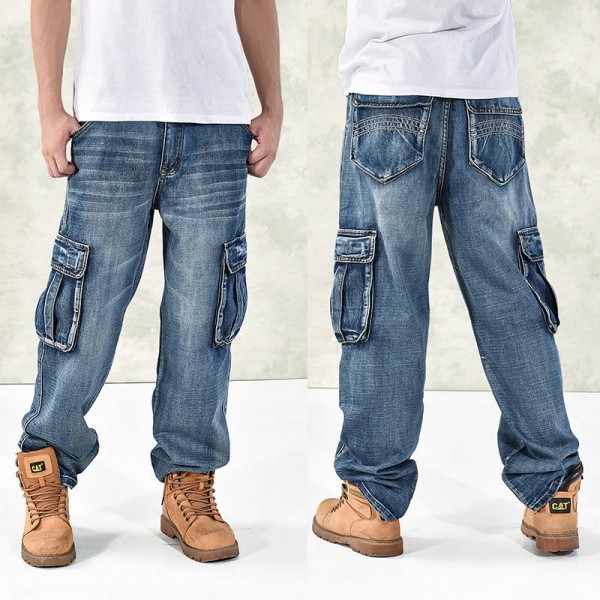 Baggy Hip Hop Jeans Multi Pockets Skateboard Cargo Pants Tactical