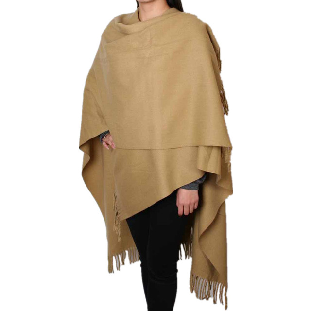 Fashion Camel Women's 100% Wool Pashmina Scarf Winter Thick Cashmere
