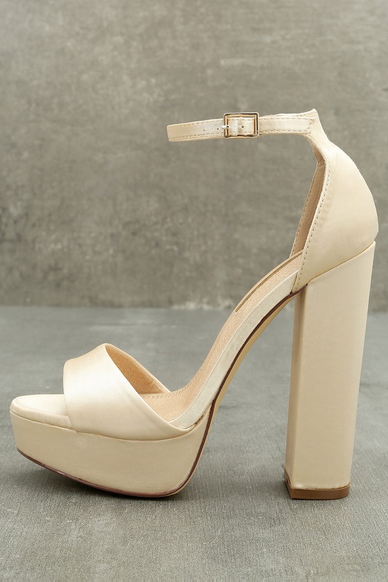 Sexy Champagne Heels - Satin Heels - Platform Heels