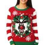 Ugly Christmas Sweater - Ugly Christmas Sweater Women's Rudolph LED