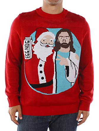 Amazon.com: Men's Santa and Jesus Jingle Bros Christmas Sweater