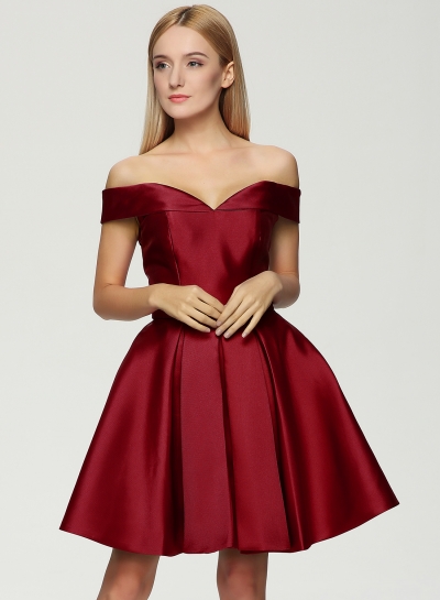 Fashion Off the Shoulder Lace-up Fit Flare Cocktail Dress - NOVASHE.com