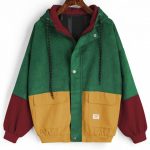 53% OFF] [HOT] 2019 Hooded Color Block Corduroy Jacket In GREEN S