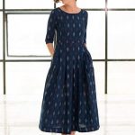 Buy Blue Box Pleated Handloom Ikat Cotton Dress Online in 2019