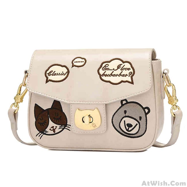 Cartoon Bear Crossbody Bag Cute Kitten Face Shoulder Bag | Shoulder