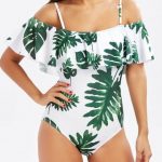 2019 Flounce Tropical OFF Shoulder Print Swimsuit | Rosegal.com