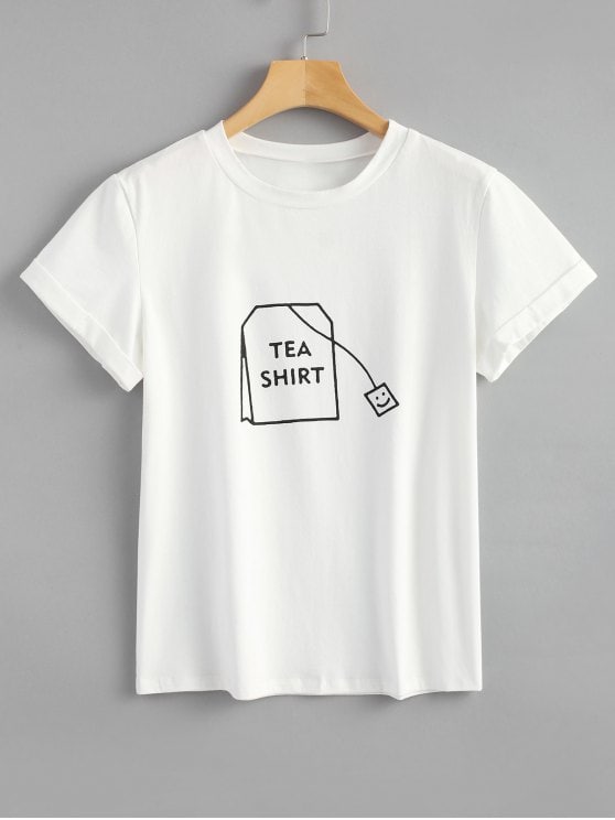 30% OFF] 2019 Tabs Graphic Cute T Shirt In WHITE S | ZAFUL