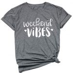 Amazon.com: Weekend Vibes Shirts Short Sleeve Letter Print Cute