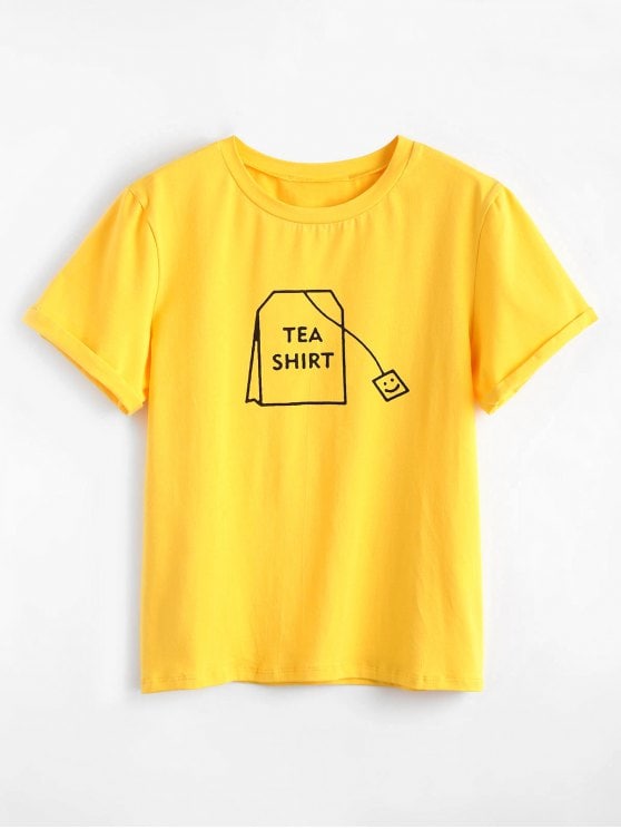 30% OFF] 2019 Tabs Graphic Cute T Shirt In BRIGHT YELLOW L | ZAFUL