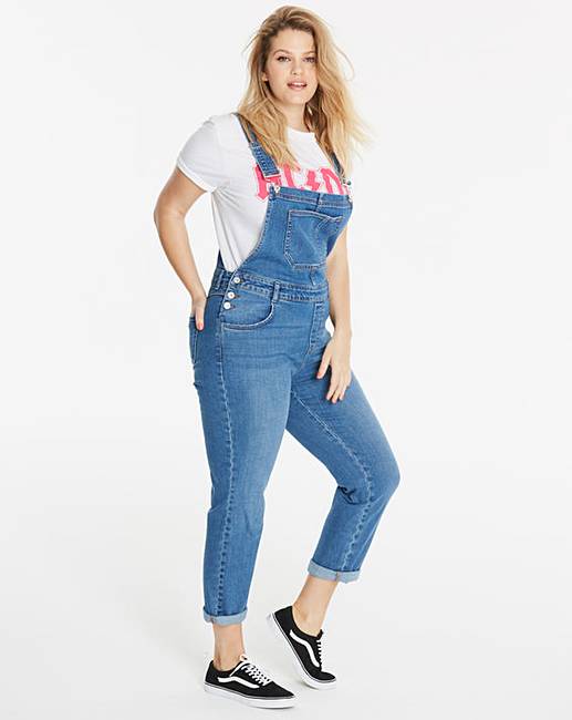 Relaxed Stretch Denim Dungarees | Fashion World