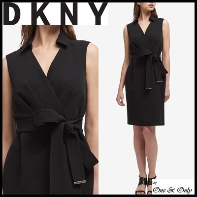 DKNY Tight Sleeveless V-Neck Plain Medium Dresses by One&Only - BUYMA