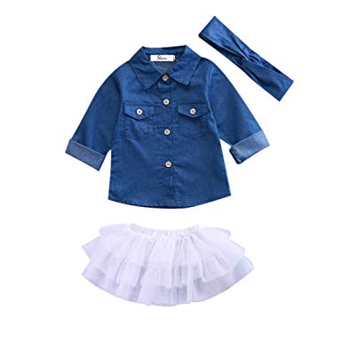 Amazon.com: Newborn Kids Baby Girls Jeans Denim Tops Shirt + Tutu
