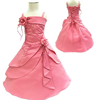 Amazon.com: Flower Girl Dresses Kids Embroidery Satin Beaded Long