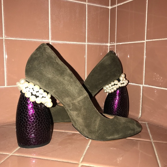 Dries Van Noten Shoes | Pearl Embellished Suede Courts | Poshmark