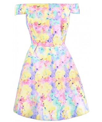 Cute Easter Dress, Pastel Summer Dress, Watercolor Pastel Dress