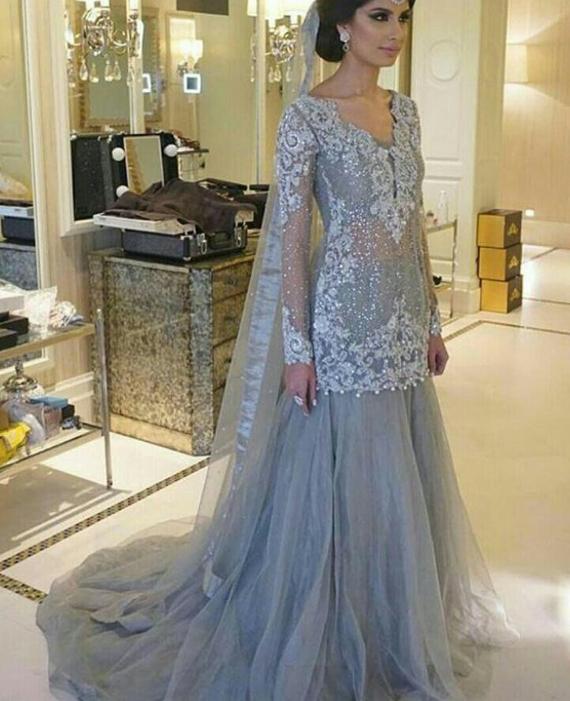 Pakistani Engagement Formal Dress Elan Inspired Silver | Etsy