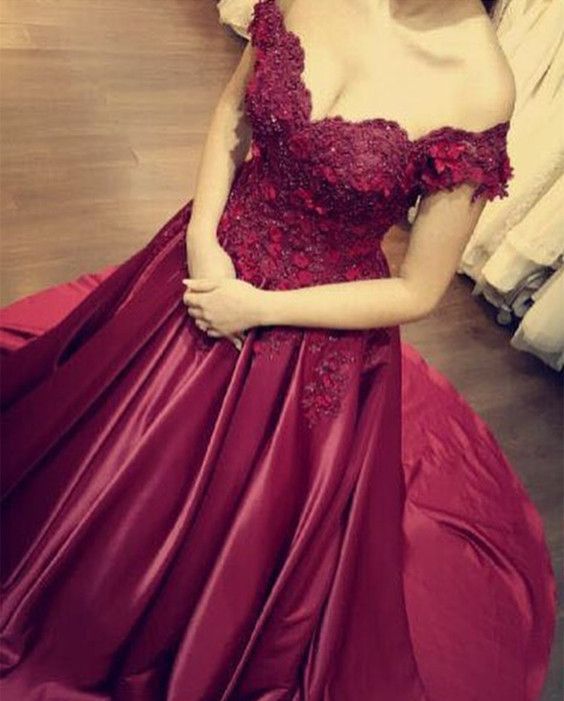 Burgundy Prom Dresses,Burgundy Ball Gown,Burgundy Evening Dress