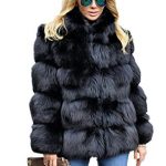 Women Winter Luxury Faux Fox Fur Vest Coat Slim Long Sleeve Collar