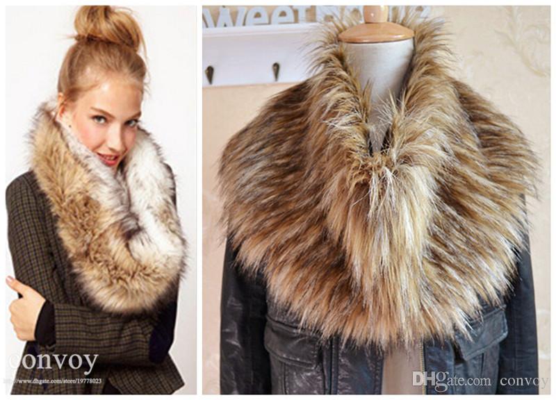 Womens Winter Warm Faux Fur Fake Fur Scarf Sharves Fake Collar Scarf