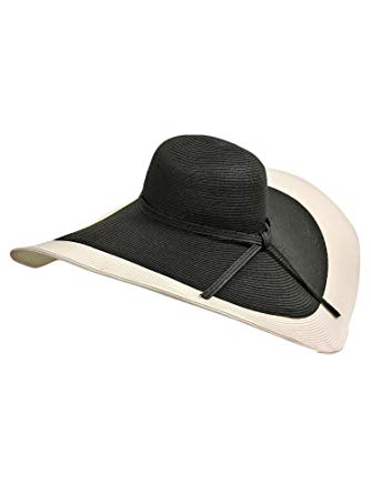 Luxury Divas Black & White Floppy Hat With Wide Brim at Amazon