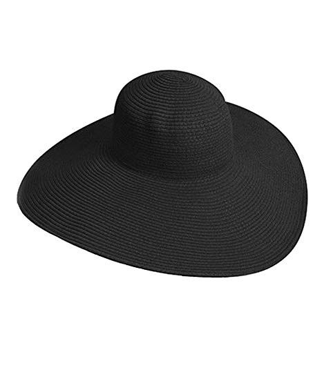 Big Beautiful Solid Color Floppy Hat, Black at Amazon Women's
