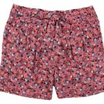 Free People Women's Pink Blue Floral Self-Tie Belt Pleated Shorts at