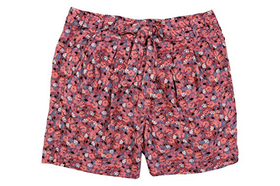 Free People Women's Pink Blue Floral Self-Tie Belt Pleated Shorts at