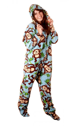 Monkeys Deluxe Adult Onesies, Footed Pajamas, Onesie Footie PJs