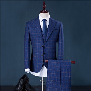 Fashion (jacket+pants+vest) Men Suits Man Business Formal Suit With