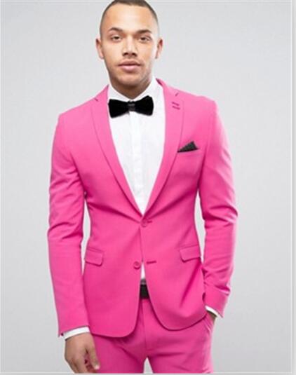 Latest Coat Pant Designs Hot Pink Formal Suit Men Slim Fit Prom