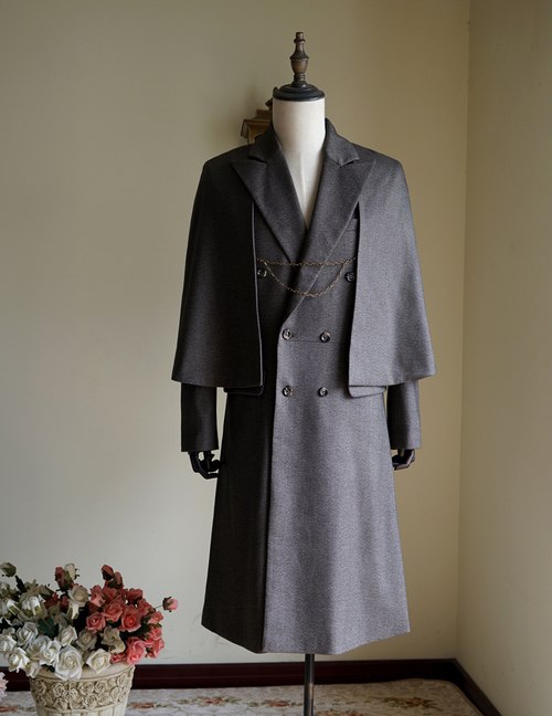 Vintage Mens Coat Worsted Wool Coat Frock Coat Inverness Coat Cape